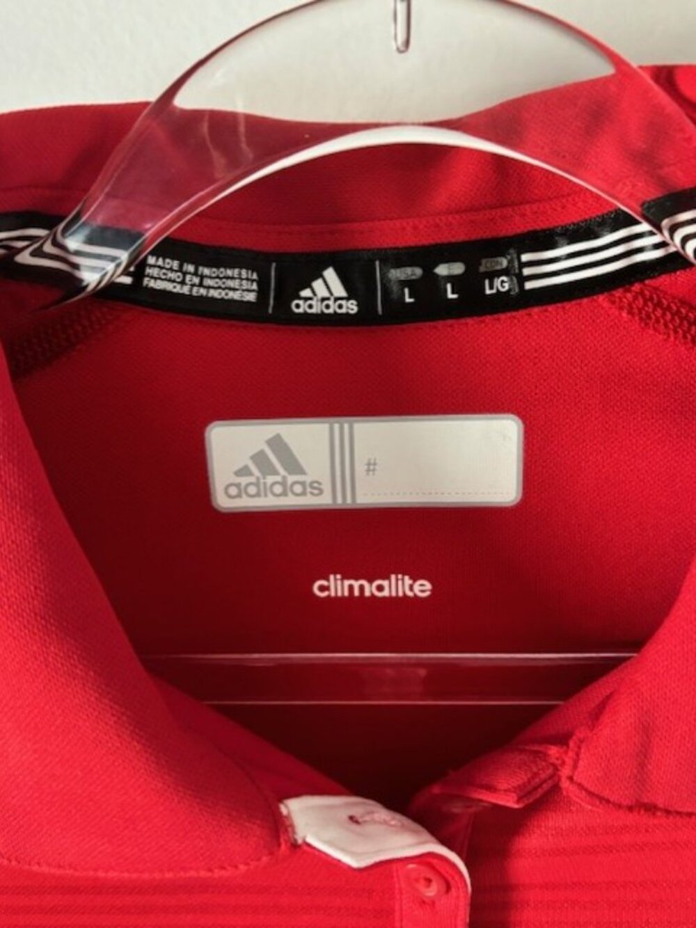 Adidas Climalite Golf Polo Shirt Red Embroidered Bucs L Performance Activewear - Picture 6 of 7
